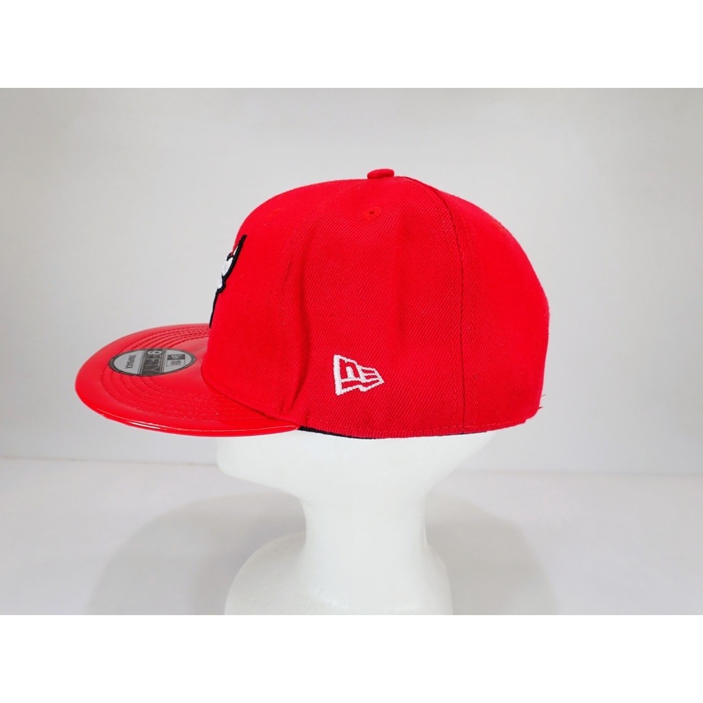 New Era 9FIFTY Chicago Bulls Snapback Hat Red Patent Leather Brim Cap NBA - Picture 3 of 9